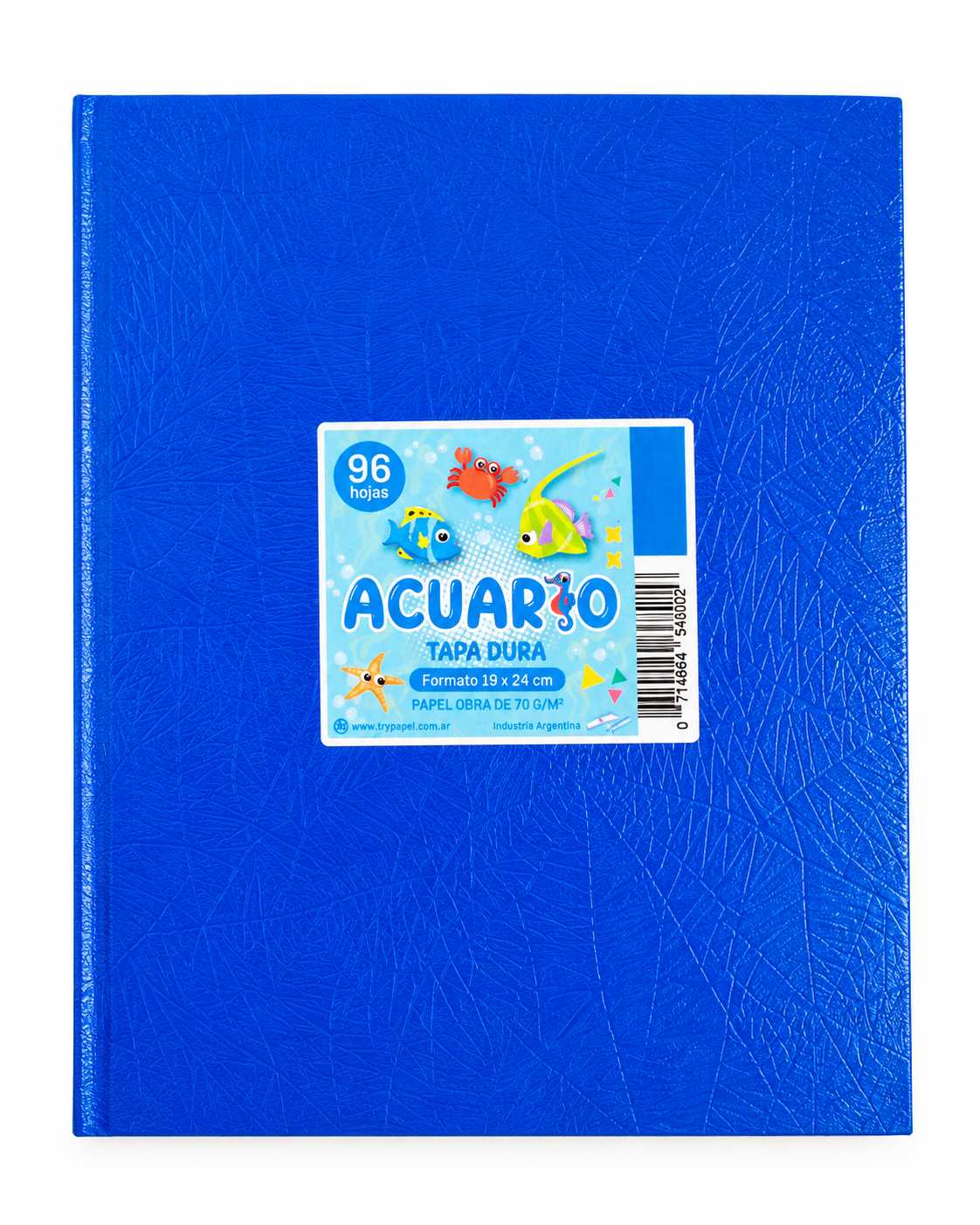 Cuaderno tapa dura de 96 hojas rayadas AB3 70g Línea Acuario Económica T&N Azul