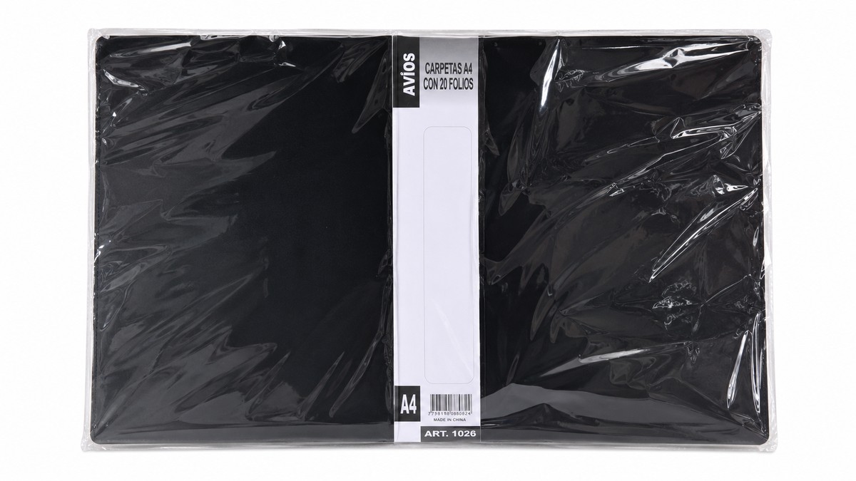 carpeta a4 con 20 folios negra