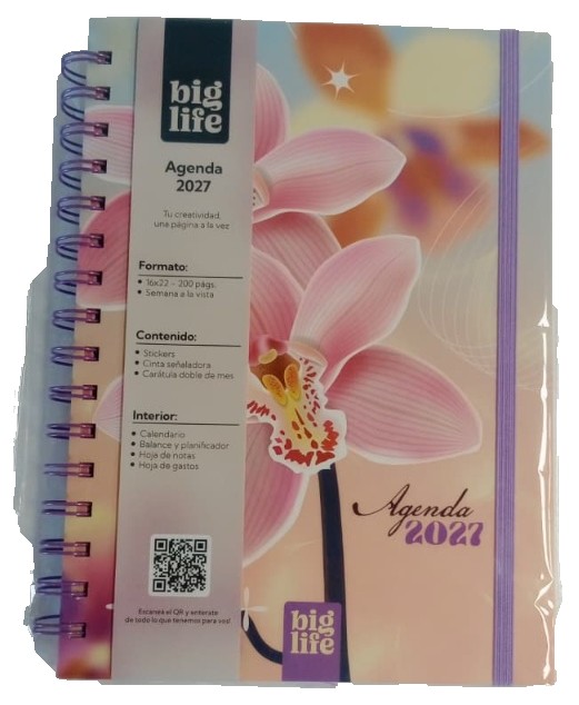 Agenda Orquidea tapa dura 200 hojas 16x22 PPR