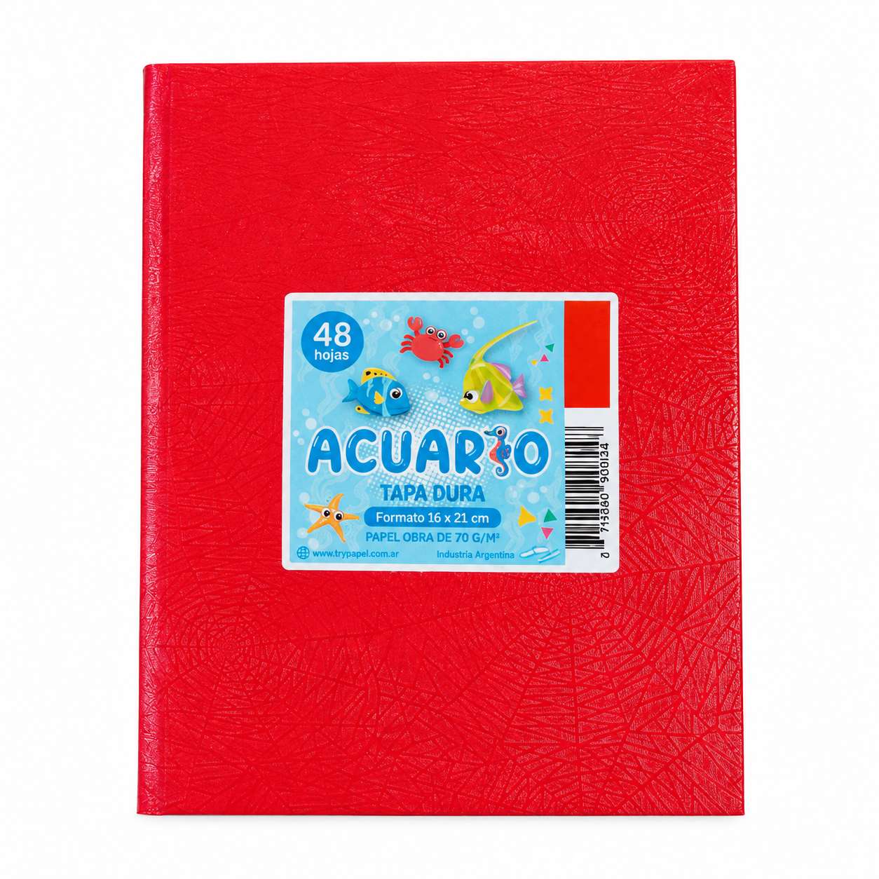 Cuaderno tapa dura de 48 hojas rayadas 16X21cm 70g Línea Acuario Económica  T&N rojo