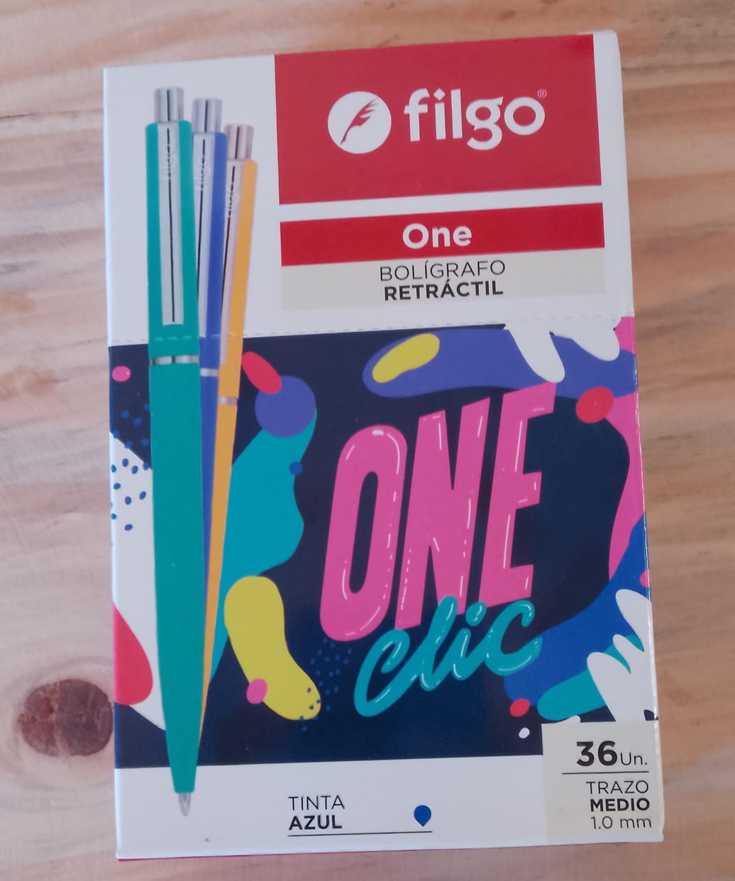 Boligrafo One Retractil 36 Unid. - Azul