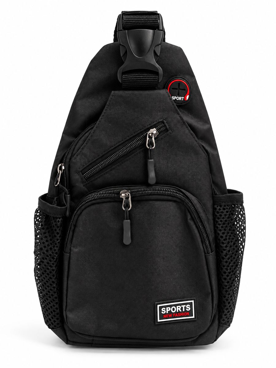 mochila morral sports cruzado con USB negra