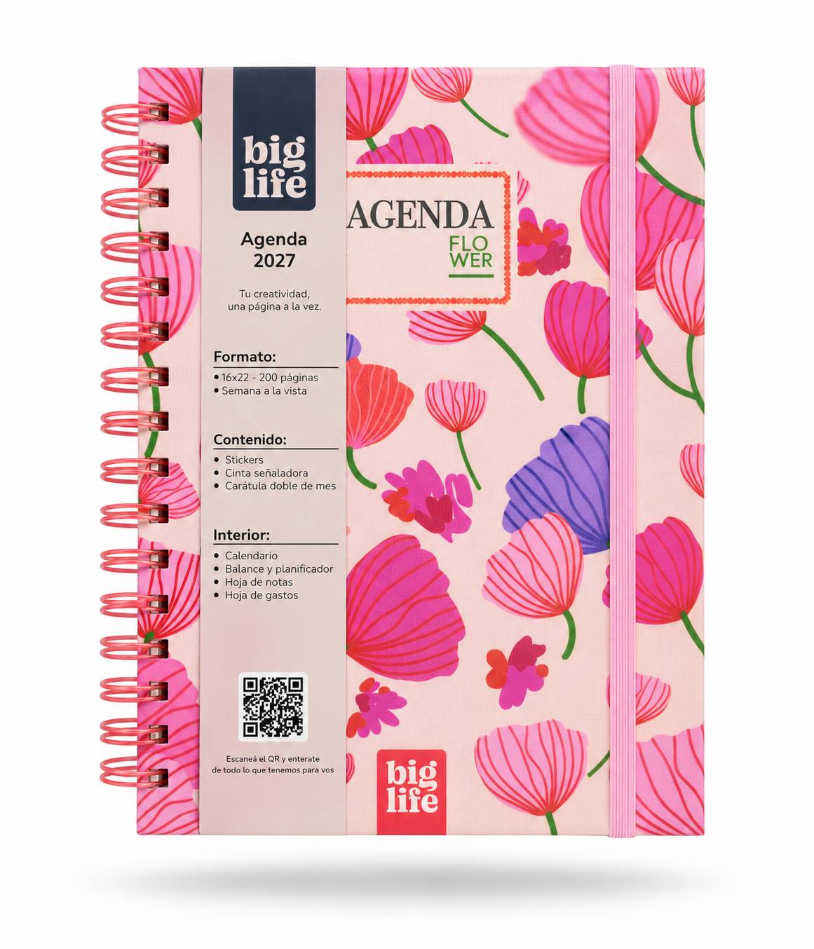 Agenda Flower tapa de tela 200 hojas 16x22 PPR