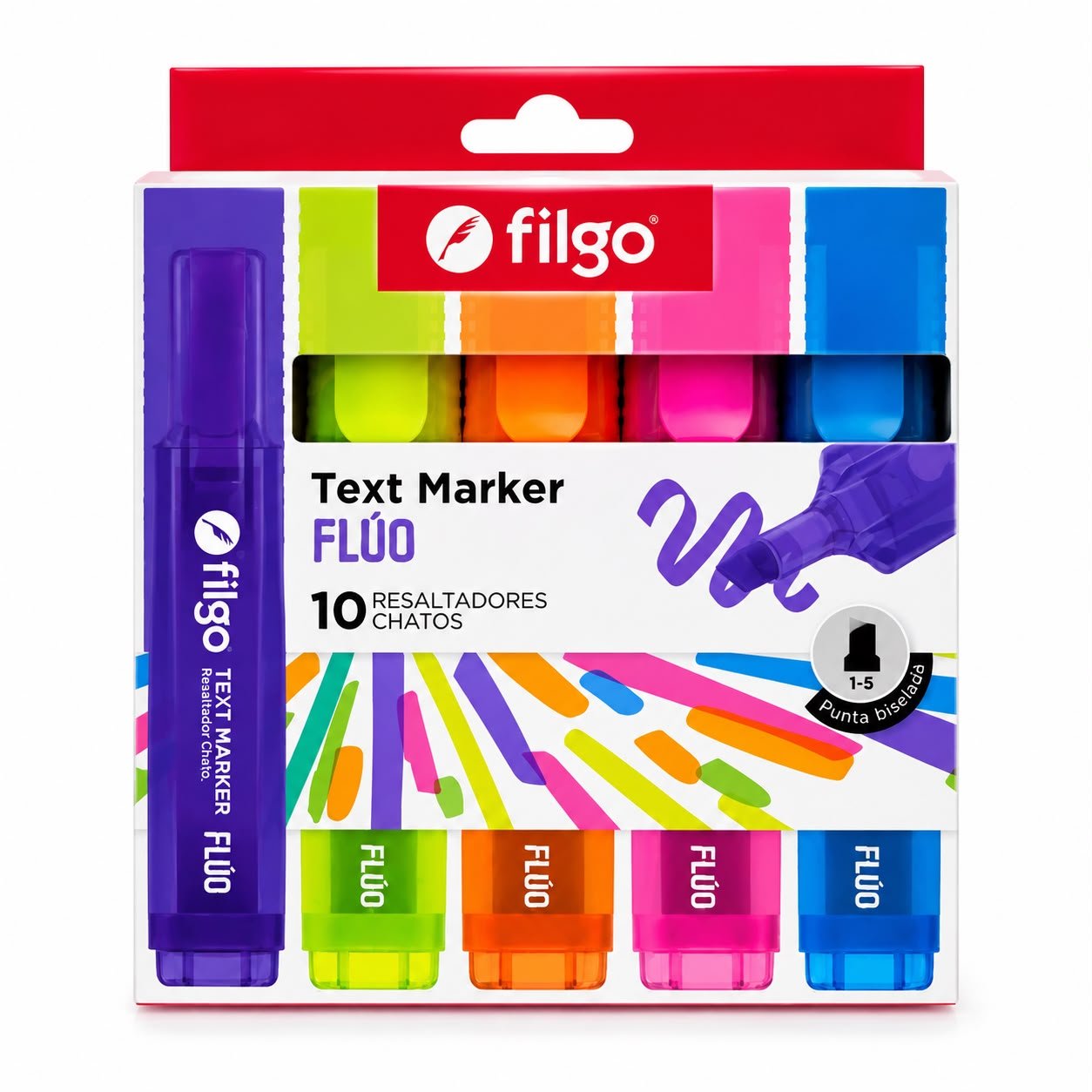 Marcadores Filgo Text Marker 10 Unid. - Fluo