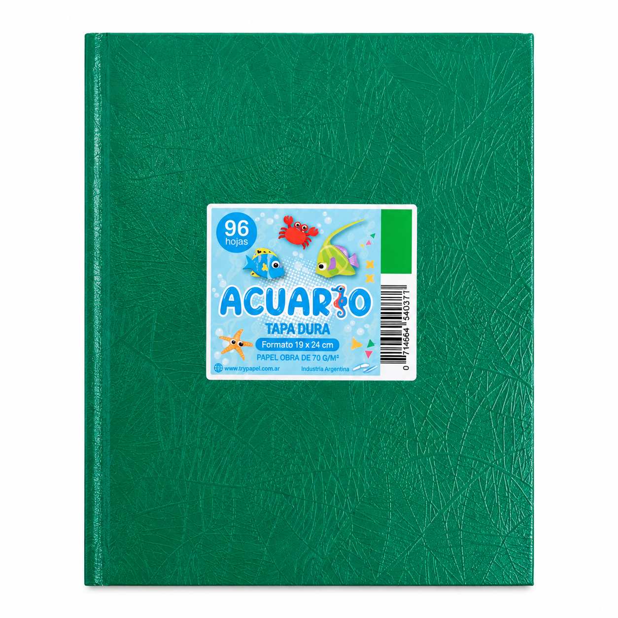 Cuaderno tapa dura de 96 hojas rayadas AB3 70g  Línea Acuario Económica  T&N Verde