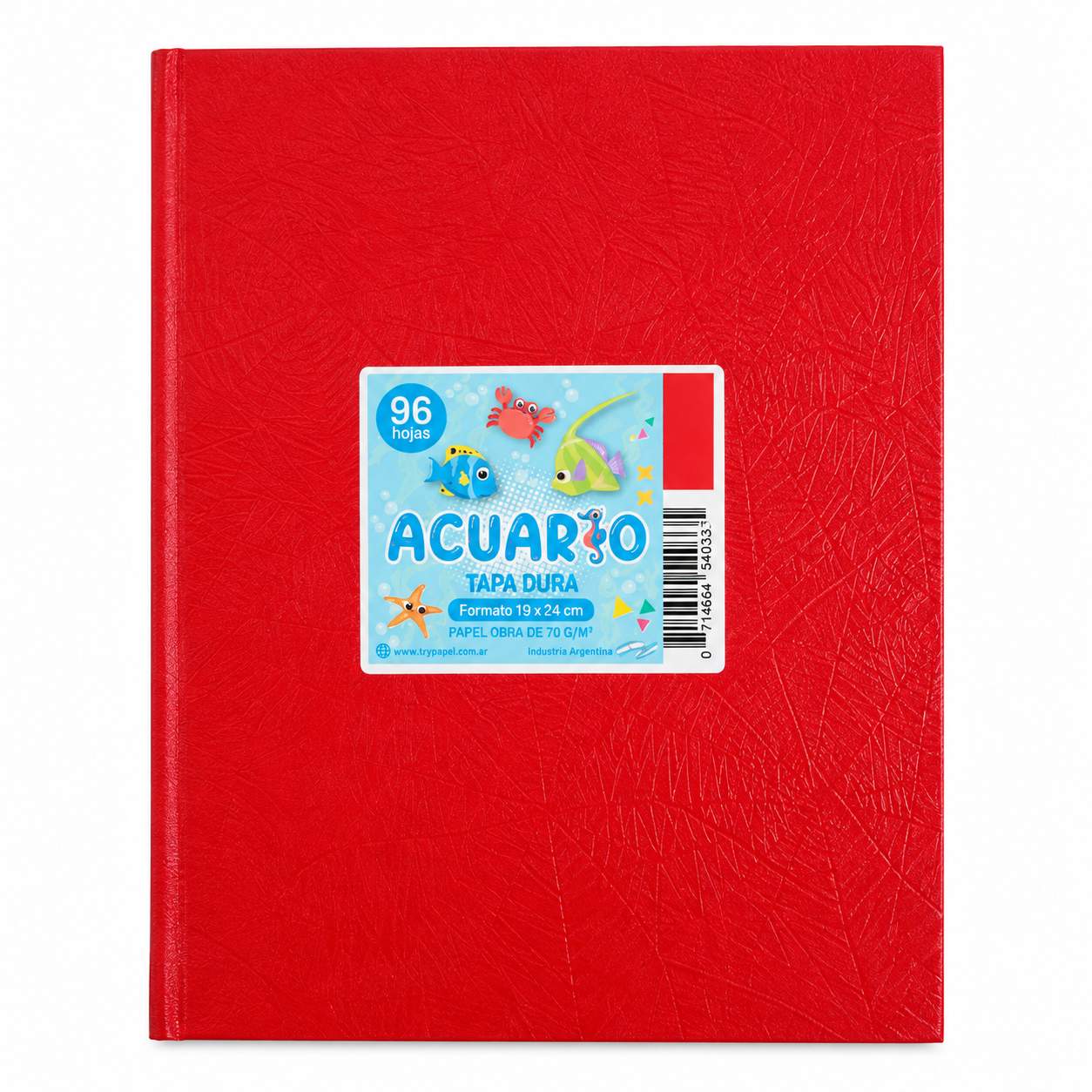 Cuaderno tapa dura de 96 hojas rayadas AB3 70g Línea Acuario Económica   T&N Rojo