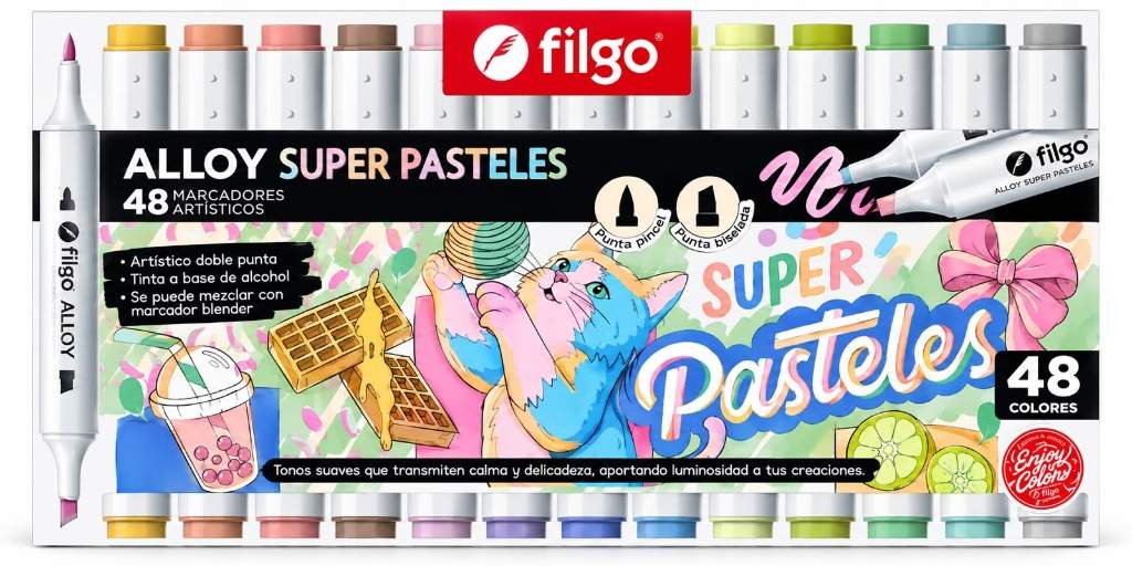 Marcador Doble Punta Alloy Pasteles X48