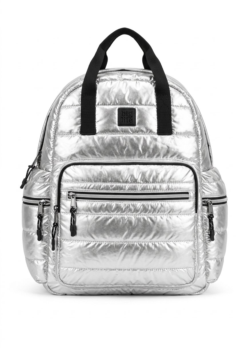 Mochila de nylon  puffer silver 16,5"