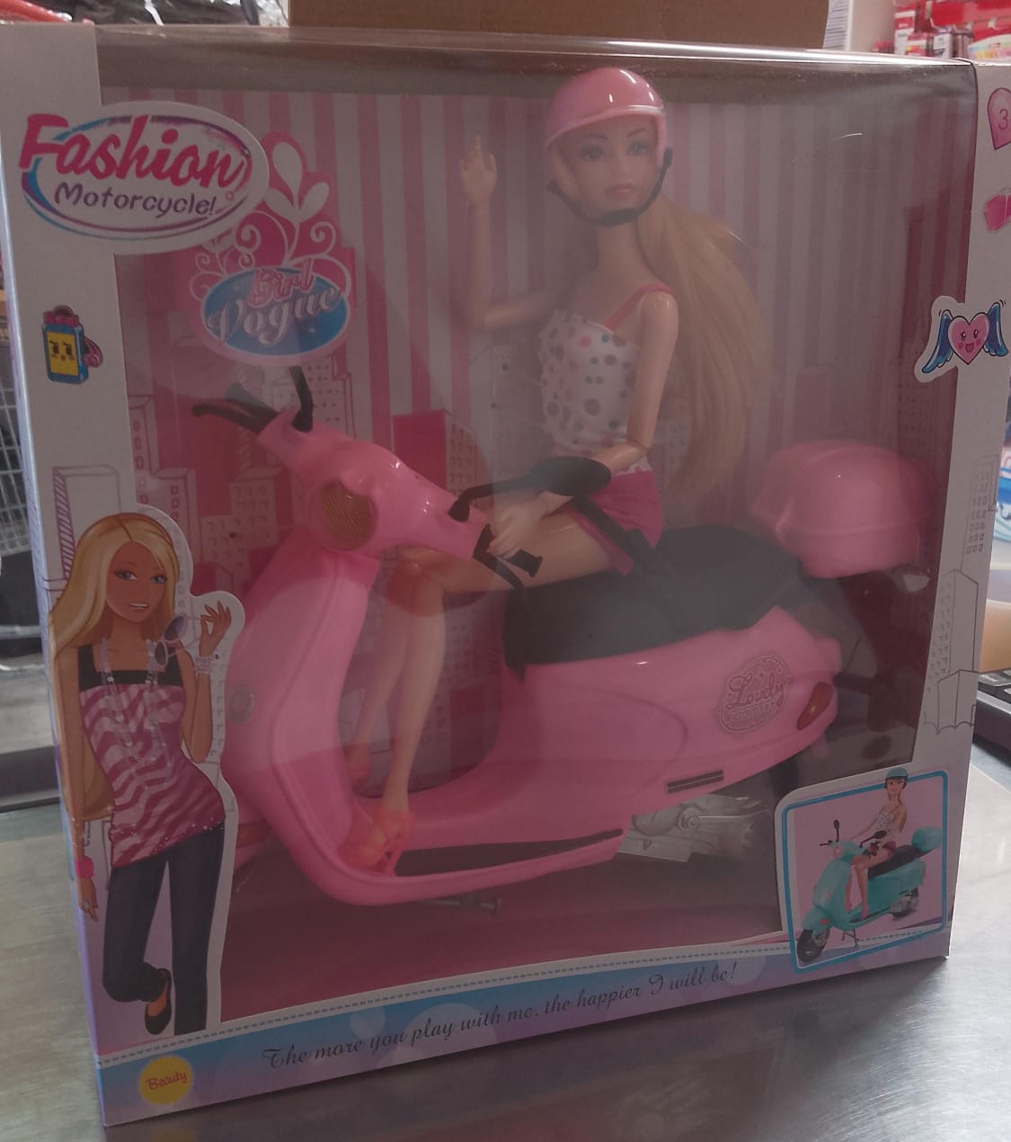 Muñeca con Moto y Casco Fashion