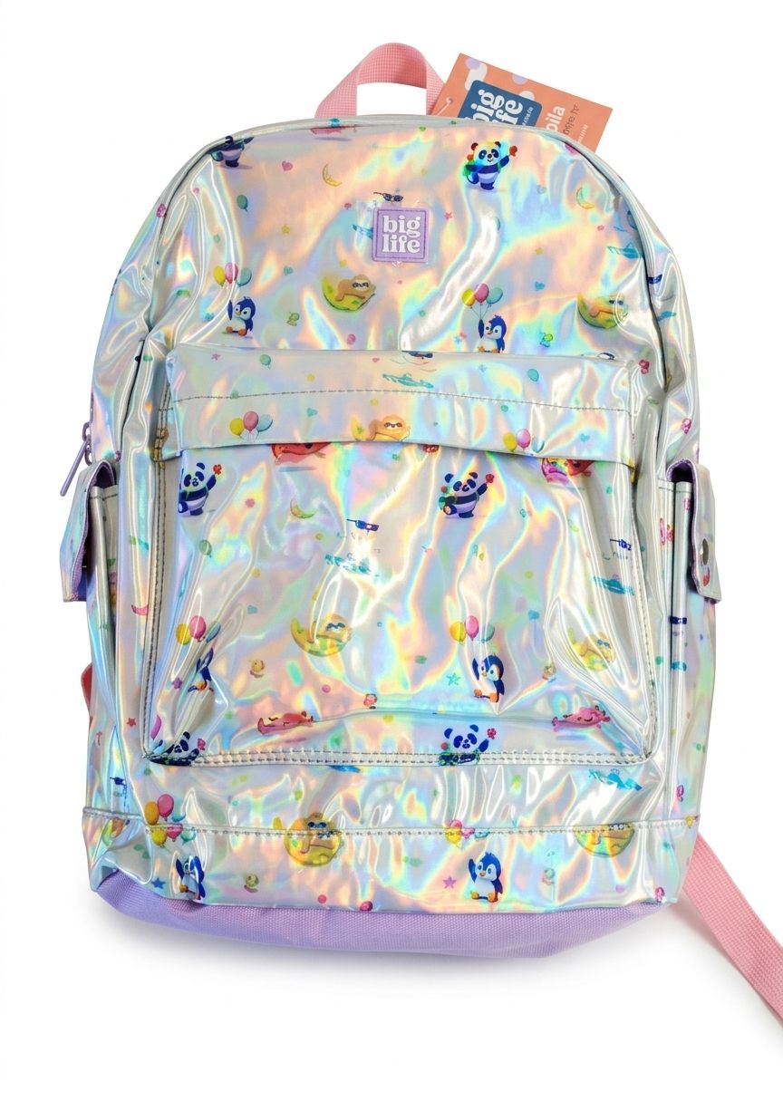 Mochila holografic silver 17"