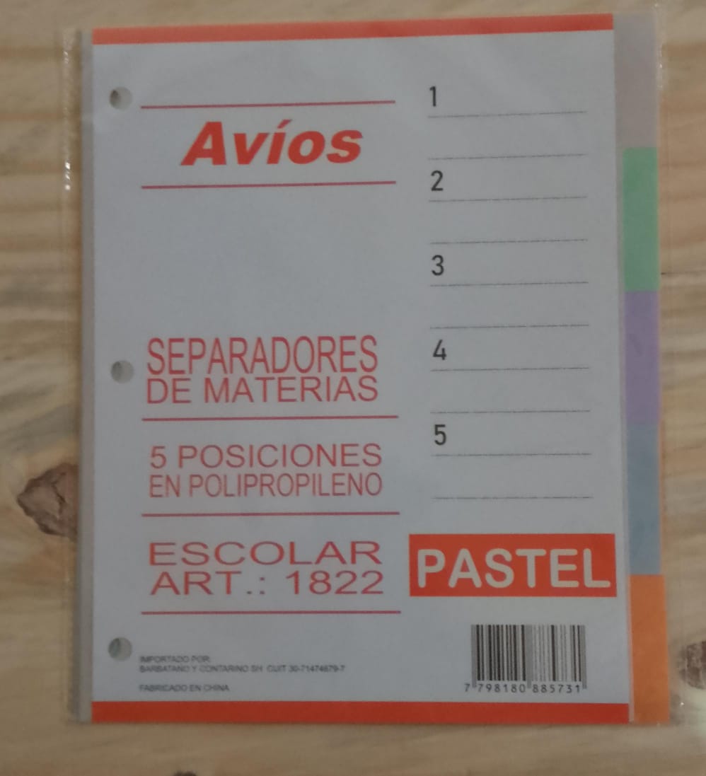 Separadora de Materia Avios N°3 - Pastel
