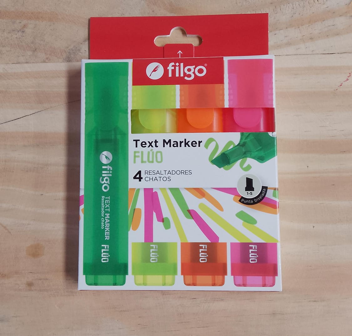 Resaltador Chatos Filgo Text Marker 4 Unid. - Fluo