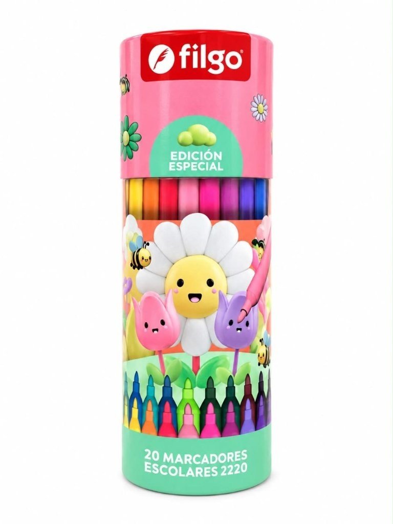 Marcadores escolares x20 fantasia flores
