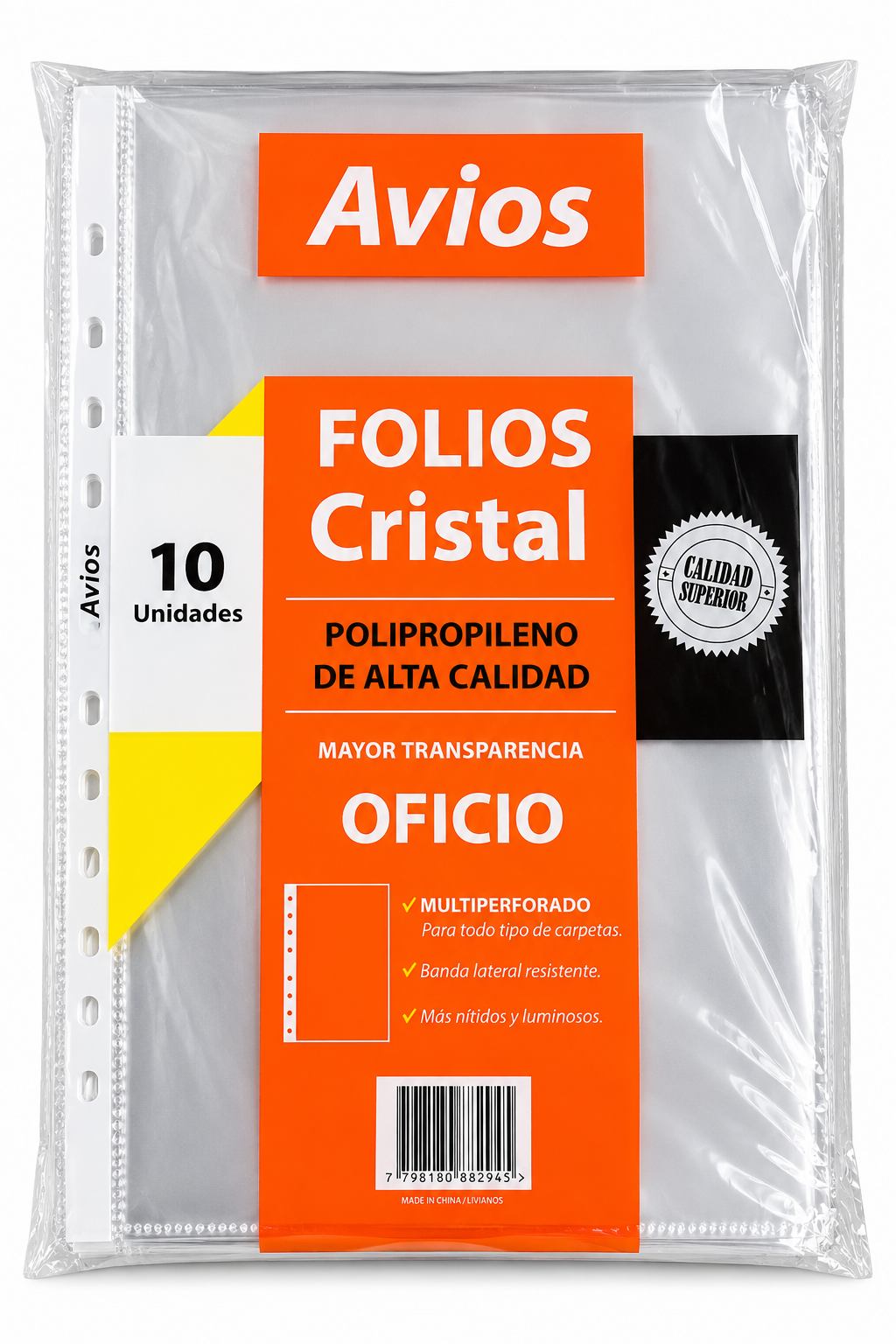 folios x10 oficio cristal