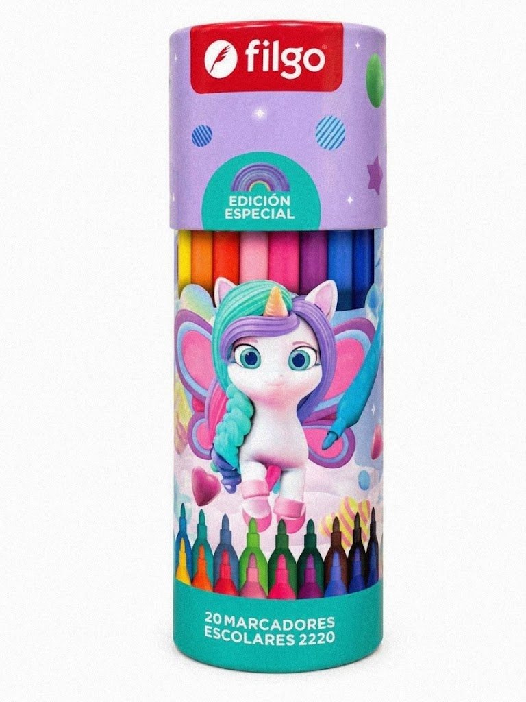 Marcadores escolares x20 fantasia unicornio