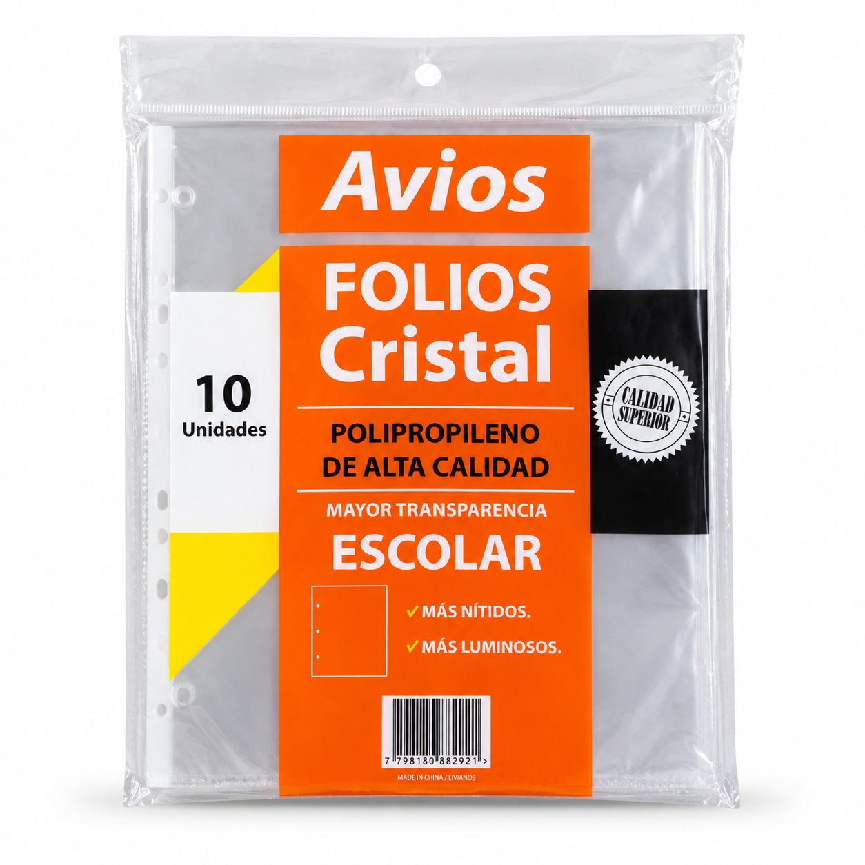 folios x10 escolar cristal